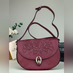 Patricia  Nash red ruby burnished rose tool Valedoria messanger Crossbody bag